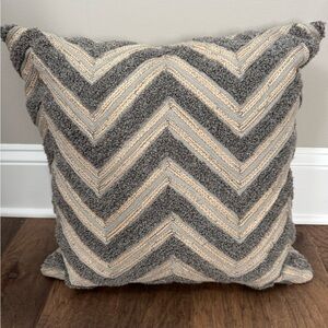 Ethan Allen Chevron Gray and Tan Pillow